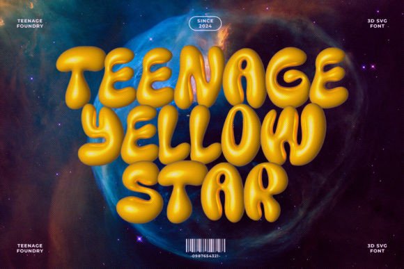 Teenage Yellow Star: A Bold 3D Display Font for Modern Branding